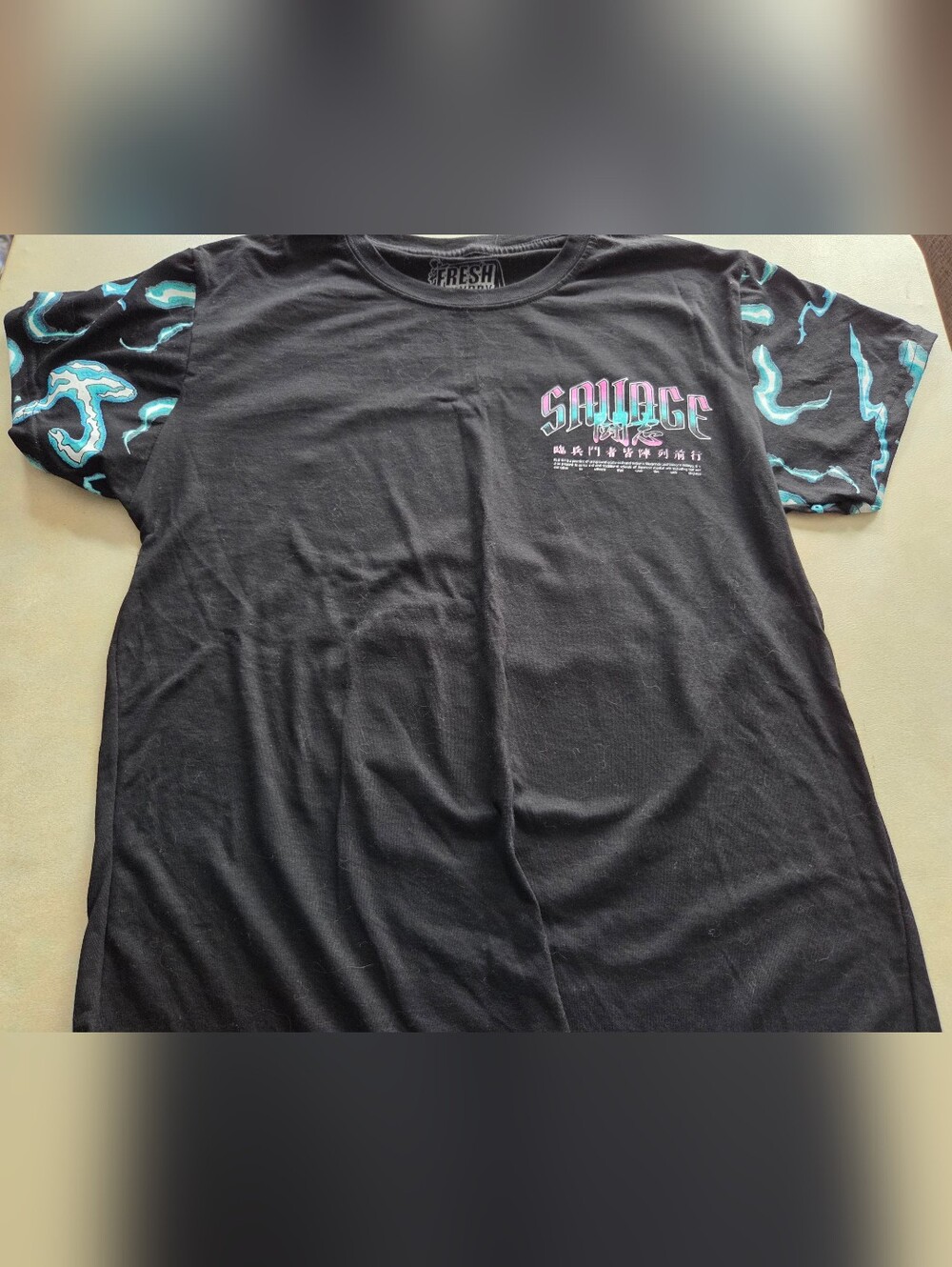 NWOT FRESH LAUNDRY UNISEX SZ MED Black Graphic T-Shirt w/ COLORFUL DESIGN